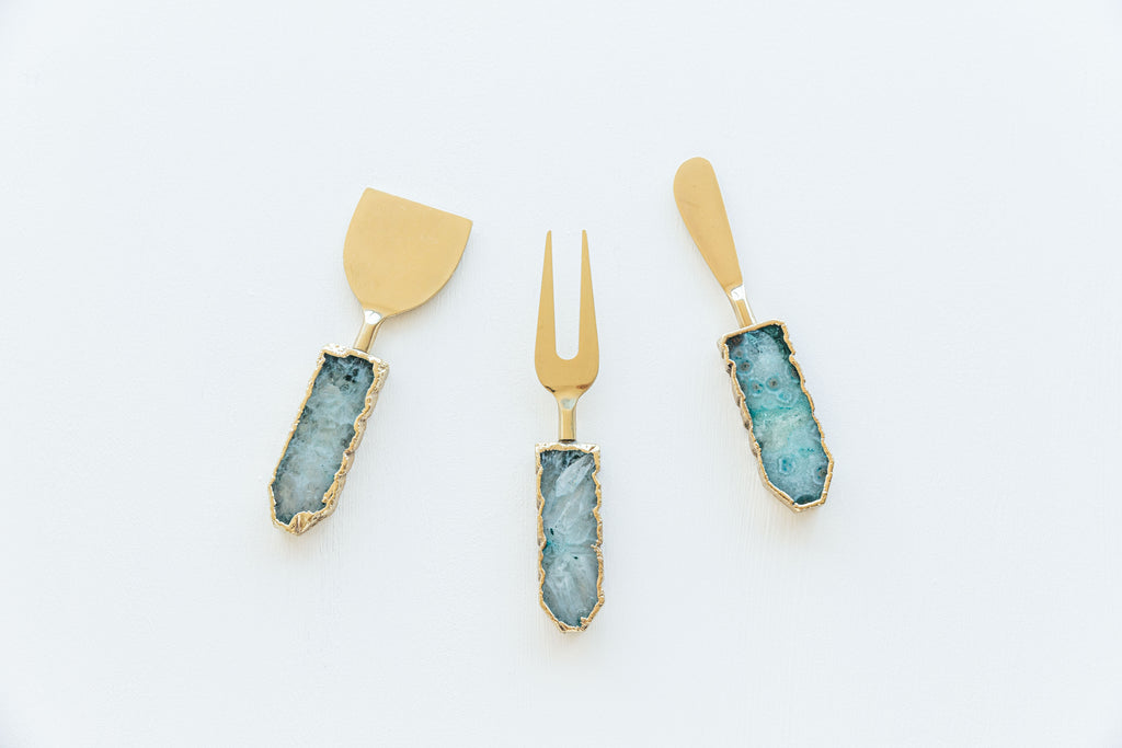 Luxe Agate Cheese Knives